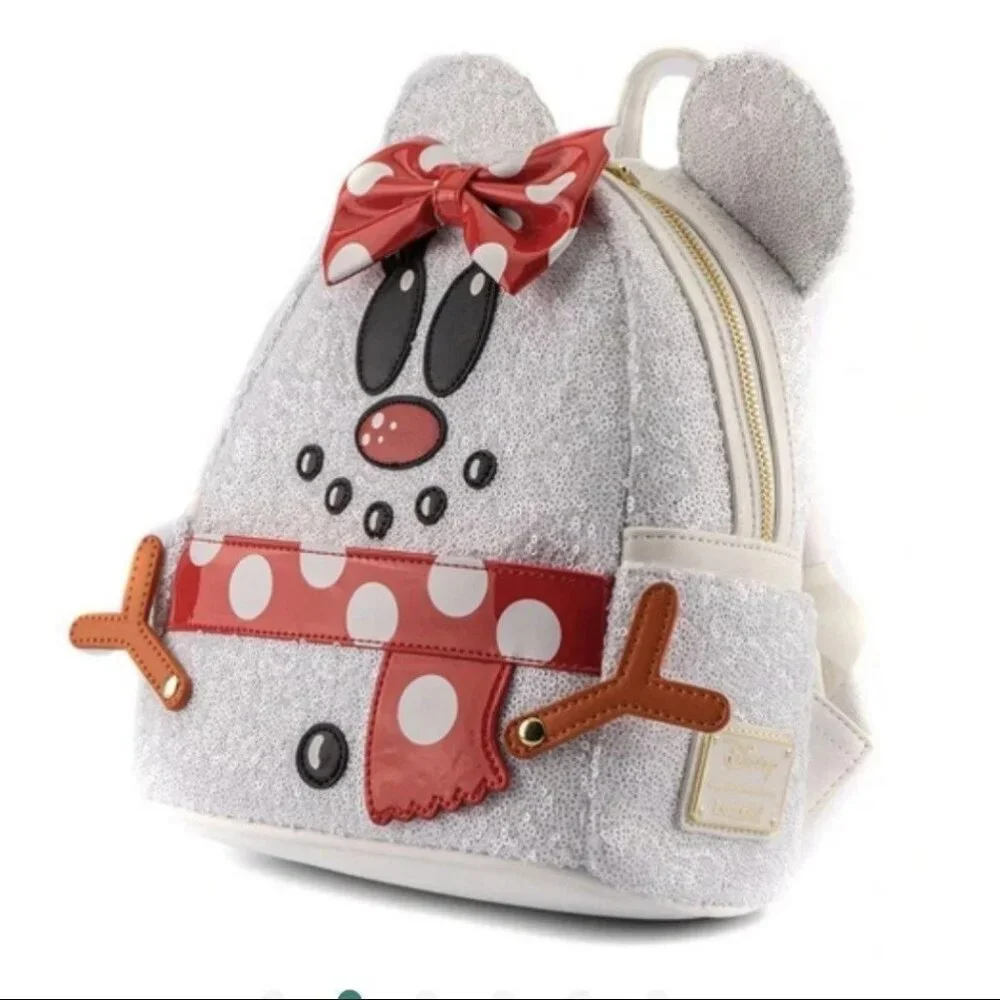 Loungefly Disney Snowman Minnie Mouse Sequin Cosplay Mini Backpack NWT​​
